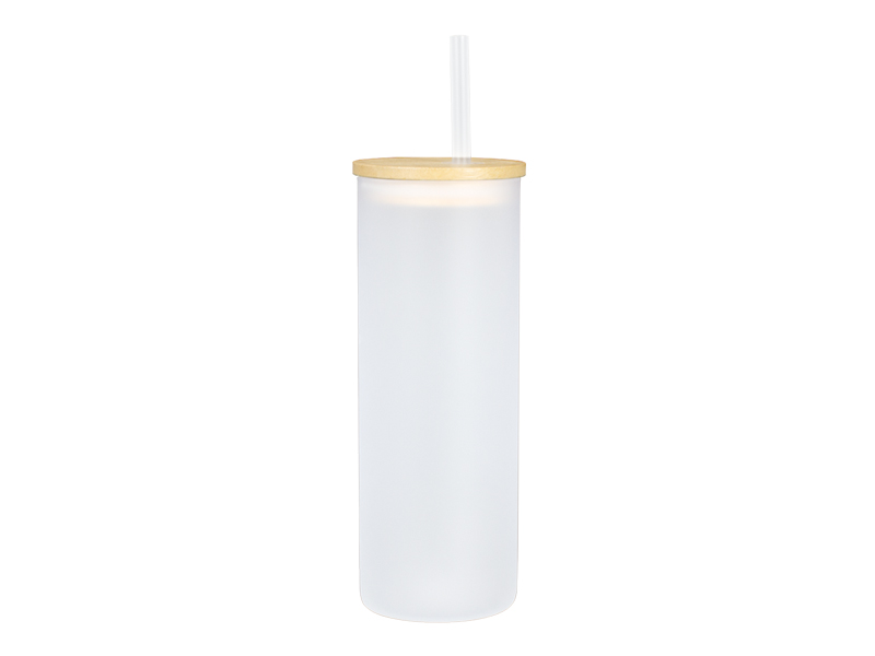 Botella Vidrio Borosilicato Sublimación, tapa Bamboo