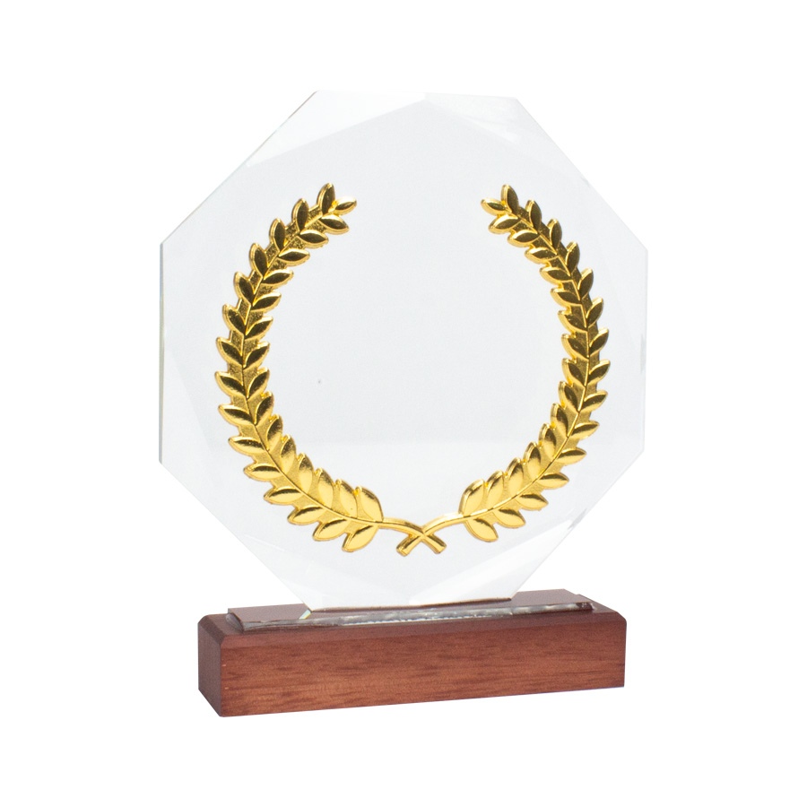 Trofeo Galvano de Madera, Cristal y Acero 